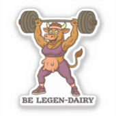 Be Legen-Dairy – Funny Cow Weightlifting Gym シール (正面)
