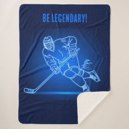 "Be Legendary" Hockey Player Sherpa Blanket シェルパブランケット