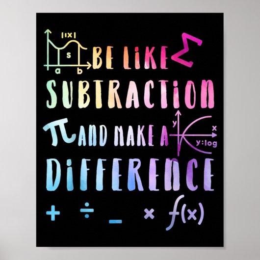 Be Like Subtraction Math Quote For Teachers Studen ポスター (正面)