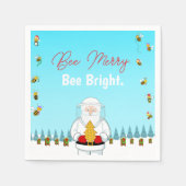 Be Merry. Be Bright. Christmas Beekeeper Santa スタンダードカクテルナプキン (正面)