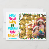 Be Merry Bright Blue Christmas Lights Photo Modern シーズンカード (正面)
