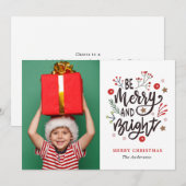 Be Merry & Bright Christmas Family Photo シーズンカード (正面/裏面)