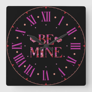 Be Mineハートパターン正方形ウォールクロック スクエア壁時計