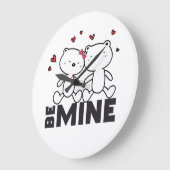 BE MINE – かわいいモダンバレンタインデー ラージ壁時計 (傾斜)