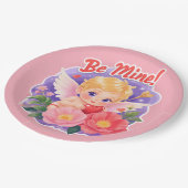 「Be Mine」と書かれたキュートなバレンタインデーのキューピッド ペーパープレート (アングル)