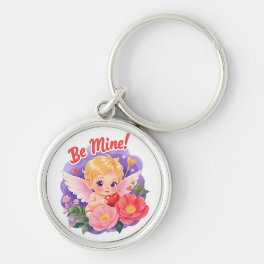 「Be Mine」のキューピッド バレンタインデー キーホルダー (正面)