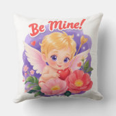 「Be Mine」のキューピッド バレンタインデー クッション (裏面)