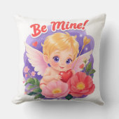 「Be Mine」のキューピッド バレンタインデー クッション (正面)
