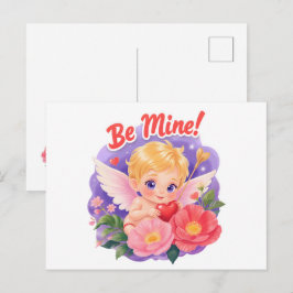 「Be Mine」のキューピッド バレンタインデー シーズンポストカード