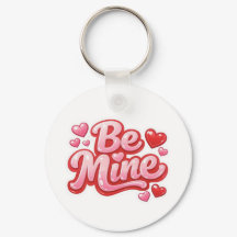 "Be Mine" グロッシー ハート キーチェーン