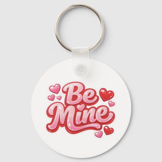 "Be Mine" グロッシー ハート キーチェーン (正面)
