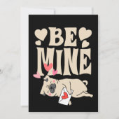 Be Mine:バレンタインデーおもしろいの可愛いパグ&ラブレター シーズンカード (正面)