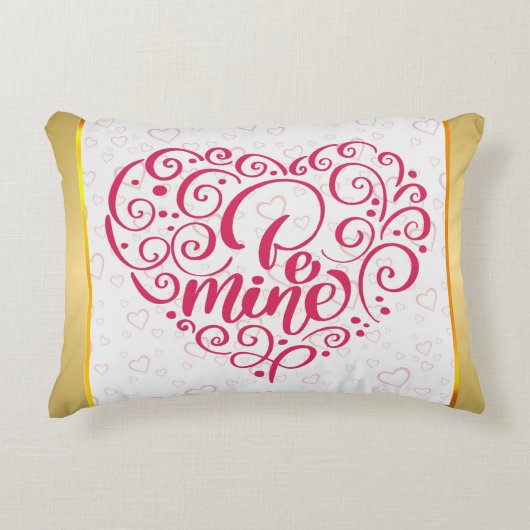 Be Mine」ヴィンテージ文字:ハッピーバレンタインデー アクセントクッション (正面)