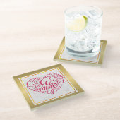 Be Mine」ヴィンテージ文字:ハッピーバレンタインデー ガラスコースター (アングル)