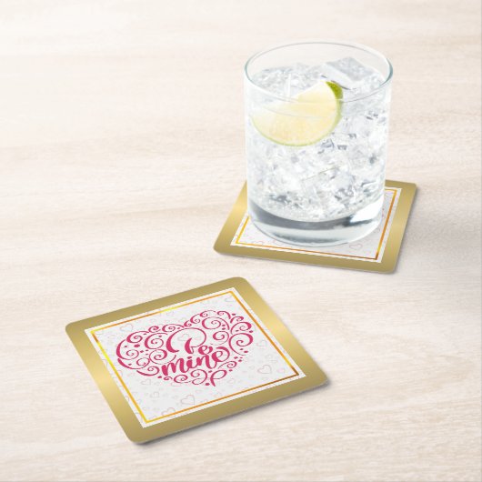 Be Mine」ヴィンテージ文字:ハッピーバレンタインデー スクエアペーパーコースター (インサイチュ)