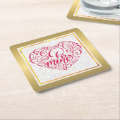 Be Mine」ヴィンテージ文字:ハッピーバレンタインデー スクエアペーパーコースター (アングル)