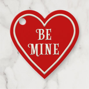"Be Mine"赤いハートパーソナライズされたバレンタインデー フェイバータグ