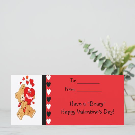 Be Mine Bear Kids Beary Happy Valentinesカード (スタンド正面)