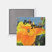 Be Mine Bee Pun明るいオレンジ色の花写真フローラ マグネット (正面/裏面)