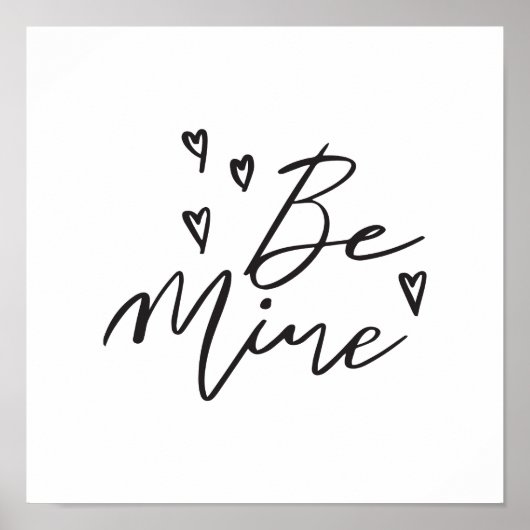 Be Mine Black書道モダンバレンタインアート ポスター (正面)
