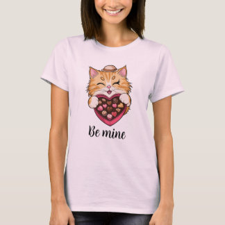 Be Mine Cat：バレンタインデーのかわいい猫とキャンディ Tシャツ