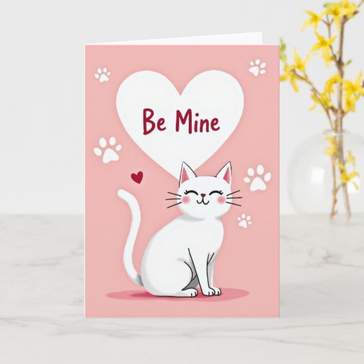 Be Mine Cat Love Card カード (黄色い花)