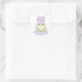 Be Mine Frog Sticker Cute Frog Holding Heart Roman スクエアシール (バッグ)