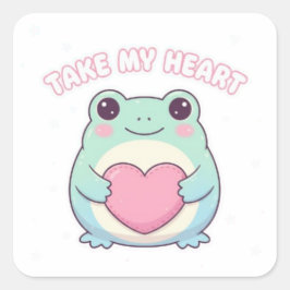 be mine frog, valentine frog, romantic frog, cute  スクエアシール
