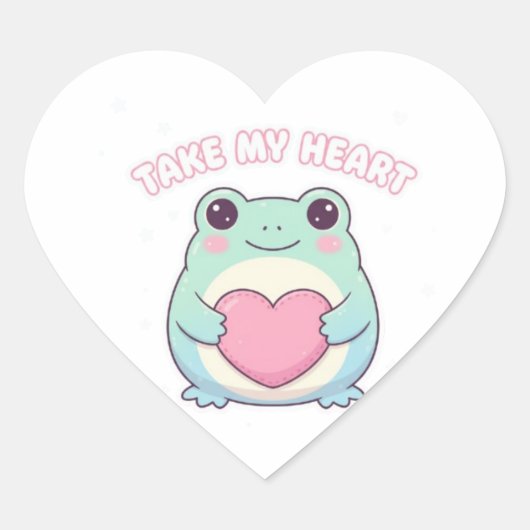 be mine frog, valentine frog, romantic frog, cute  ハートシール (正面)