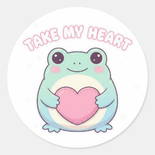 be mine frog, valentine frog, romantic frog, cute  ラウンドシール (正面)