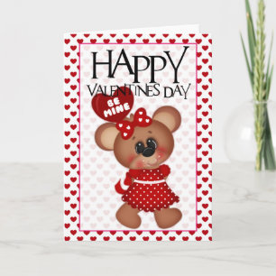 Be Mine Girl Bear Happy Valentine Greeting Card シーズンカード