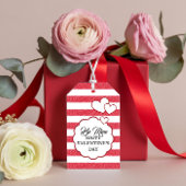 Be Mine Happy Valentine's Day Heart Chalk Stripes ギフトタグ