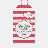 Be Mine Happy Valentine's Day Heart Chalk Stripes ギフトタグ (裏面)