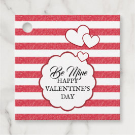 Be Mine Happy Valentine's Day Heart Chalk Stripes フェイバータグ