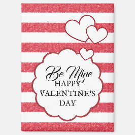 Be Mine Happy Valentine's Day Heart Chalk Stripes マグネット