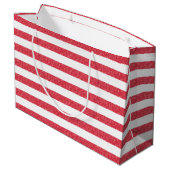 Be Mine Happy Valentine's Day Heart Chalk Stripes ラージペーパーバッグ (裏面アングル)