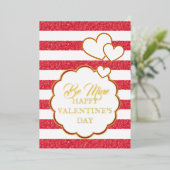 Be Mine Happy Valentine's Day Heart Chalk Stripes 箔シーズンカード (立ち正面)