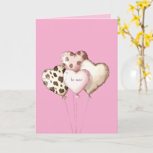 Be Mine Heart Balloons Love Valentine's Day カード (黄色い花)