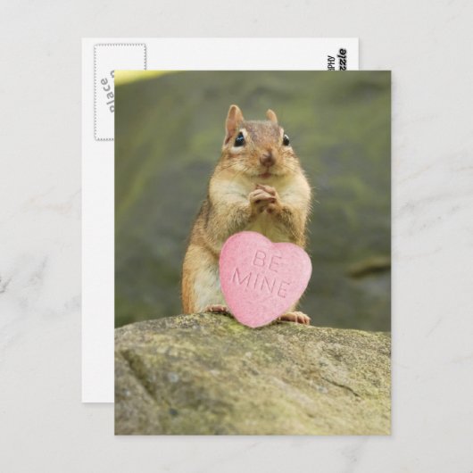 Be Mine Little Chipmunkはがき ポストカード (正面/裏面)