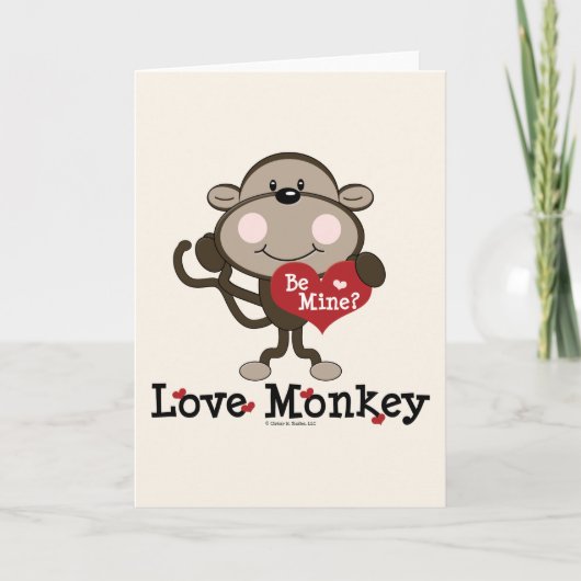 Be Mine Love Monkey Valentine 空白の Greeting Card シーズンカード (正面)