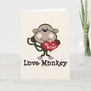 Be Mine Love Monkey Valentine 空白の Greeting Card シーズンカード