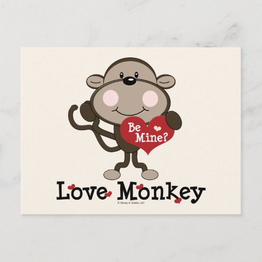 Be Mine Love Monkey Valentine's Dayはがき シーズンポストカード (正面)