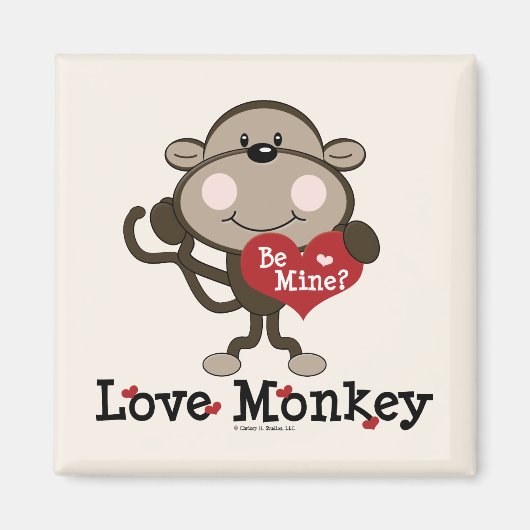 Be Mine Love Monkey Valentine's Day Magnet マグネット (正面)