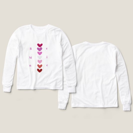 Be Mine Minimal Heart Stack Valentine T-Shirt (デザイン 正面&背面)