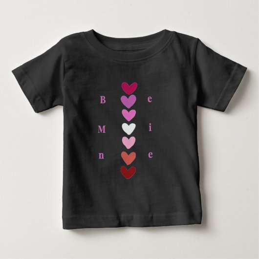 Be Mine Minimal Heart Stack Valentine T-Shirt ベビーTシャツ (正面)