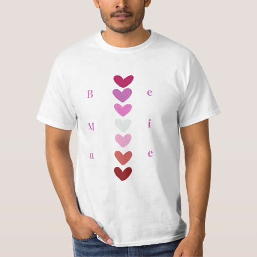 Be Mine Minimal Heart Stack Valentine T-Shirt Tシャツ (正面)