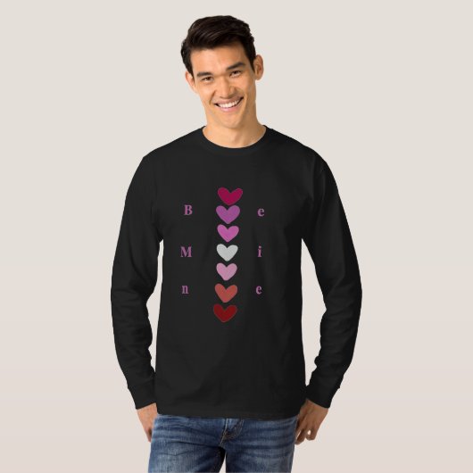 Be Mine Minimal Heart Stack Valentine T-Shirt Tシャツ (正面フル)