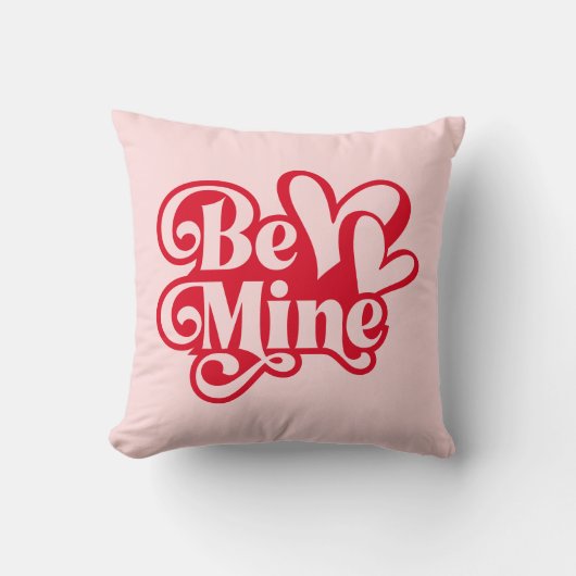 Be Mine Personalized Romantic Retro Pink クッション (正面)