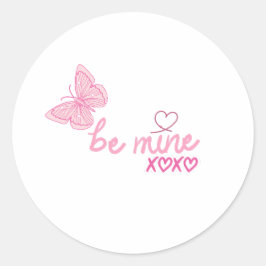 Be Mine Pink Butterfly Valentine's Day Gift ラウンドシール