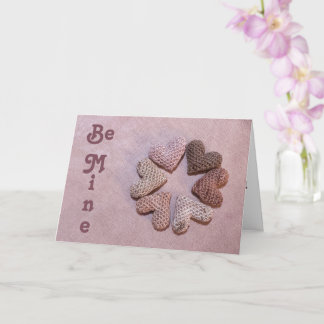 Be Mine Solar-dyed Crocheted Hearts Valentine Card カード